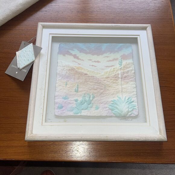 Signed FIGI GRAPHICS PAPER ART-3D Western Cactus - VTG‎ 1990 San Diego Framed - Picture 13 of 14